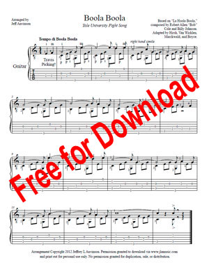 Boola Boola for Guitar Solo, Arranged by Jeff Anvinson. Free Download.