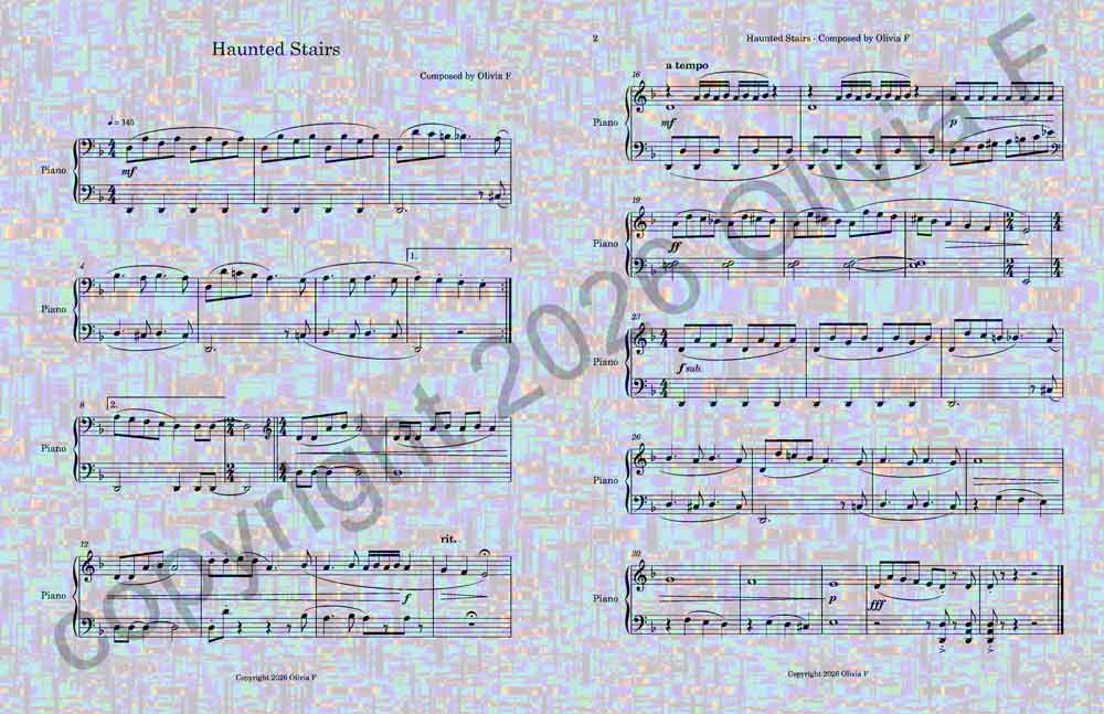 Haunted stairs composed by Olivia copyright 2026