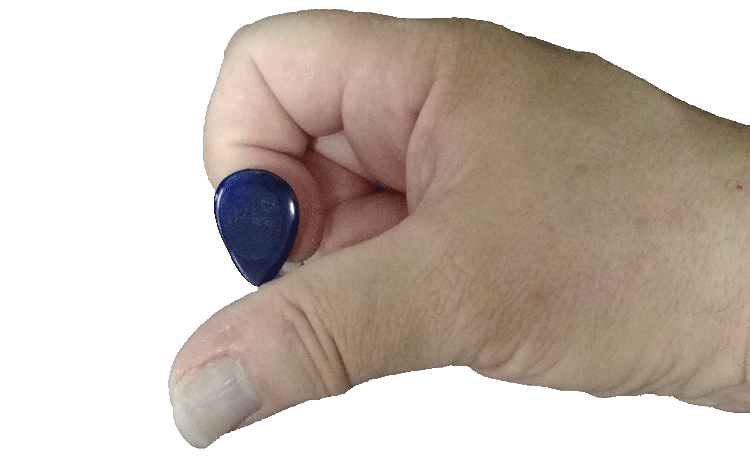 Step Three to Holding a Guitar Pick: Place the Pick on the Side of the Tip Sement of Your Index Finger