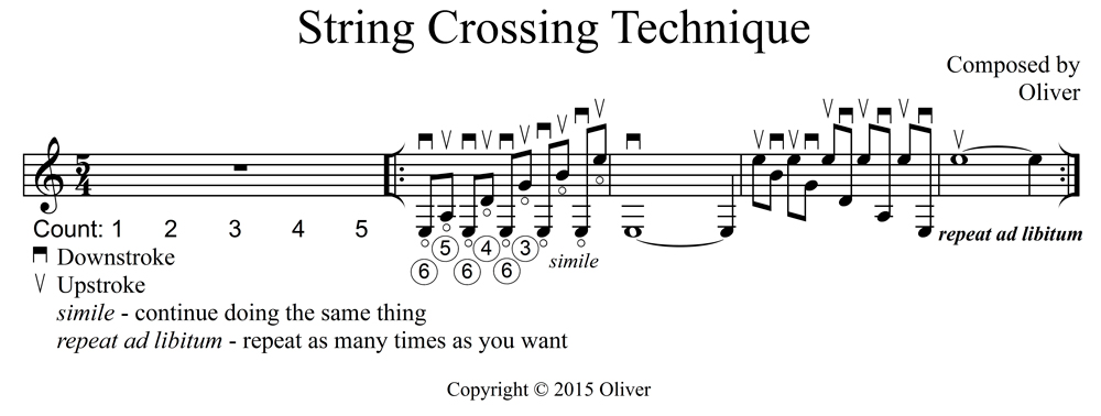 Guitar String Crossing Technique copyright 2015 Oliver