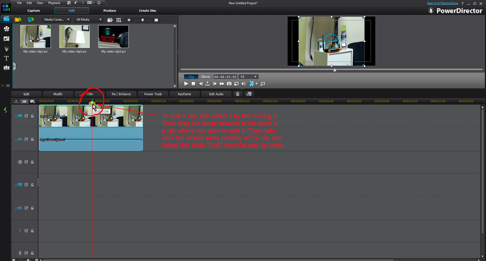How to split a clip