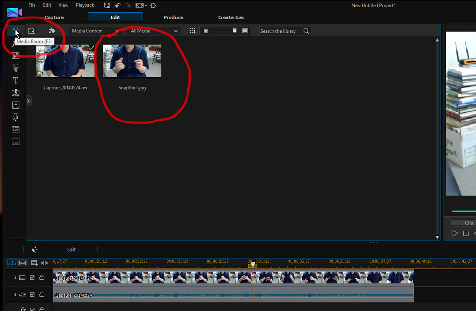 Video Editing: PowerDirector, Snapshot Saved to Media Room