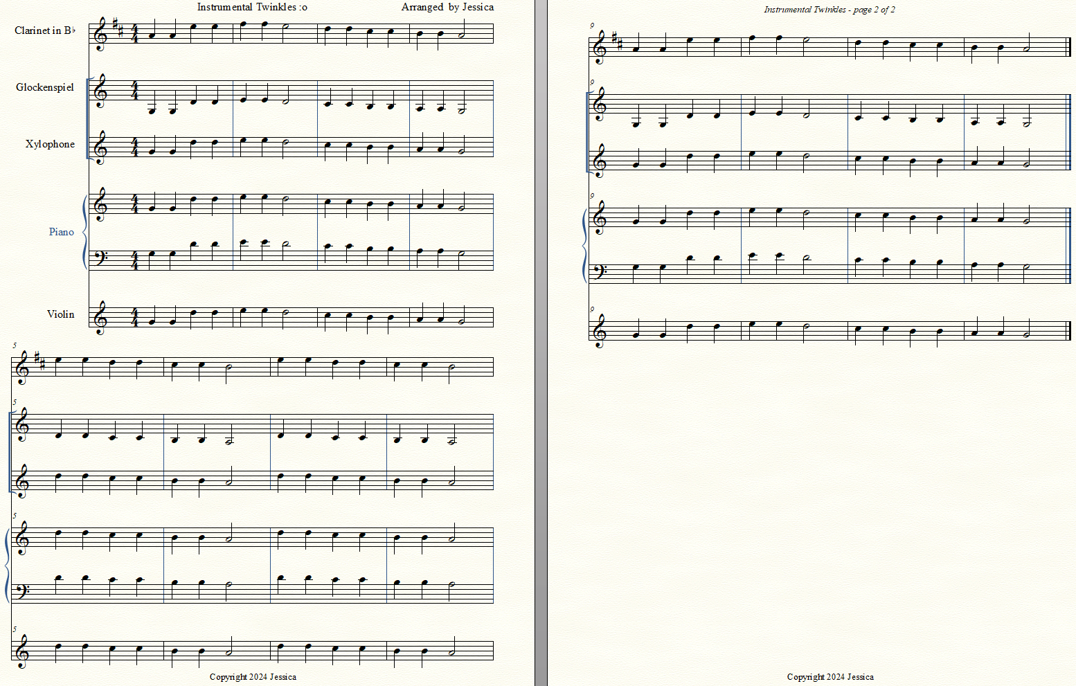 Instrumental Twinkles composed by Jessica copyright 2023